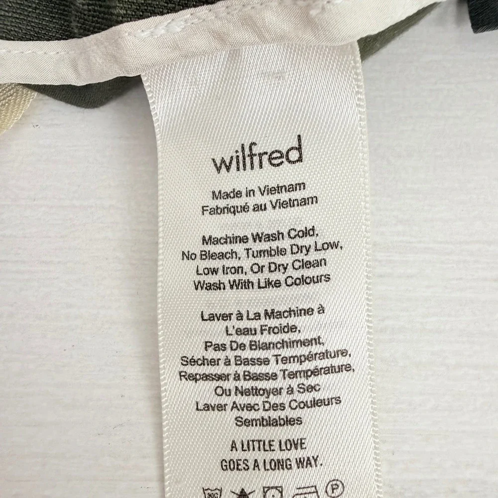 Aritzia Wilfred Allant Linen Blend‎ Trousers Womens 8 Olive Green Pleated Pant
